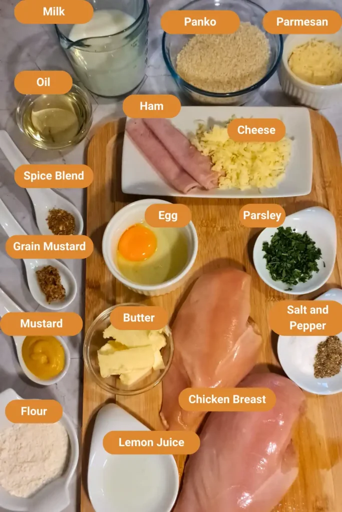 Easy Chicken Cordon Bleu Recipe with Creamy Mustard Sauce 25 Easy Chicken Cordon Bleu Recipe Ingredients