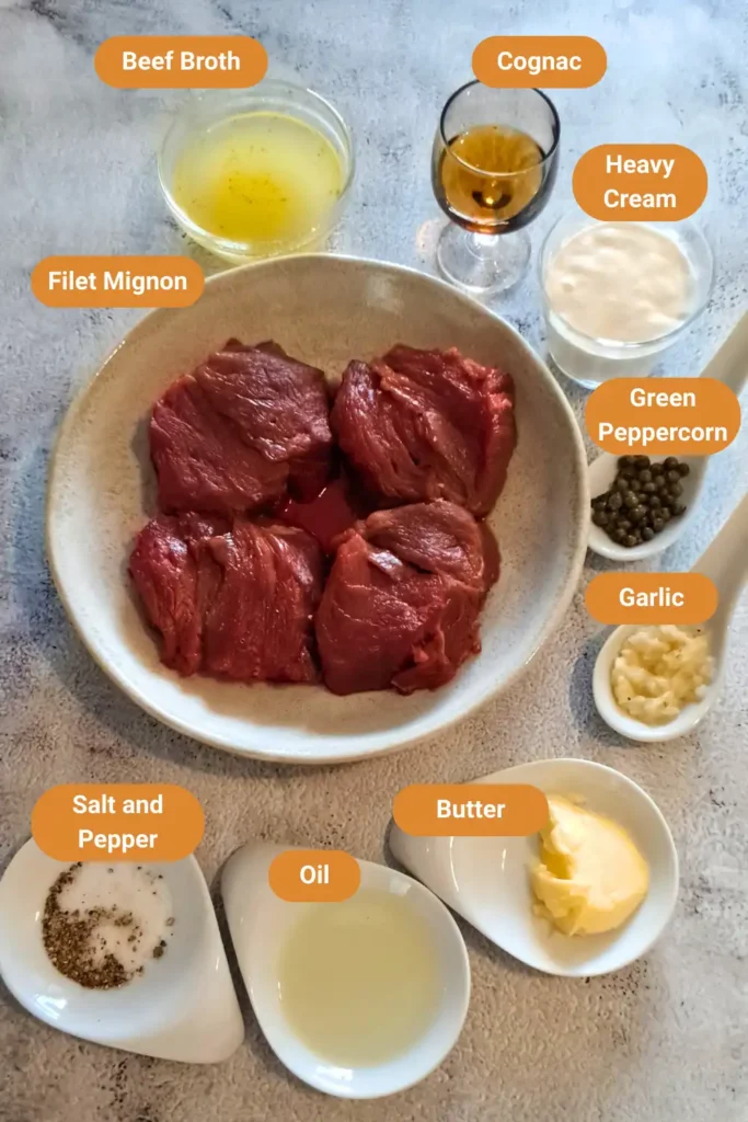 Steak Au Poivre Dinner Ingredients