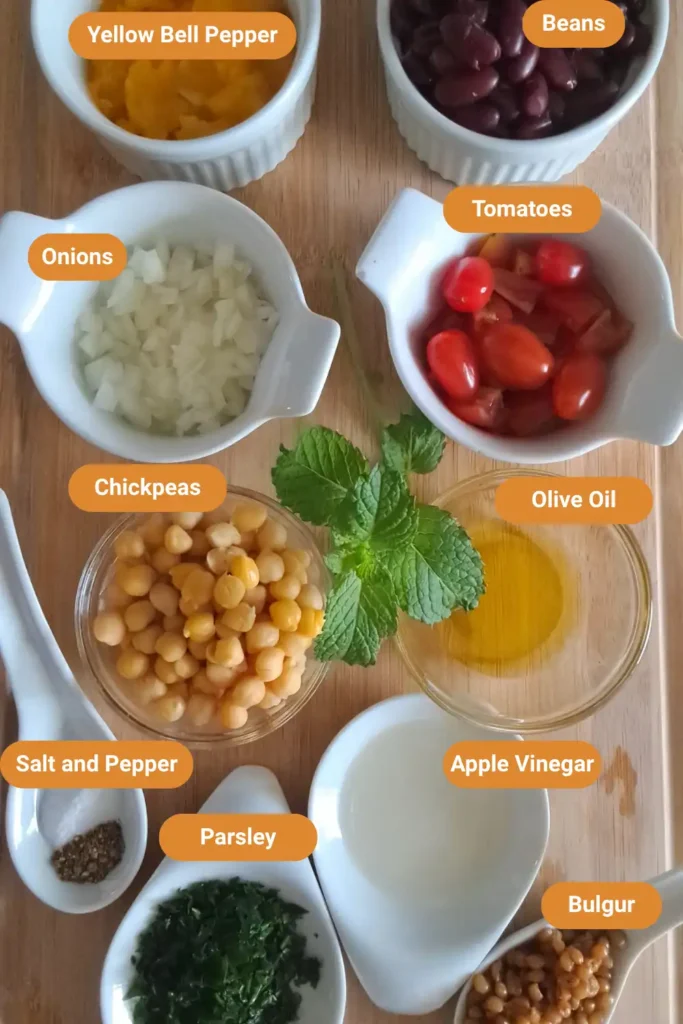 Easy Bean Salad Recipe with Chickpeas and Bulgur – Quick, Healthy, and Tasty 17 Bean Salad Recipe Ingredients