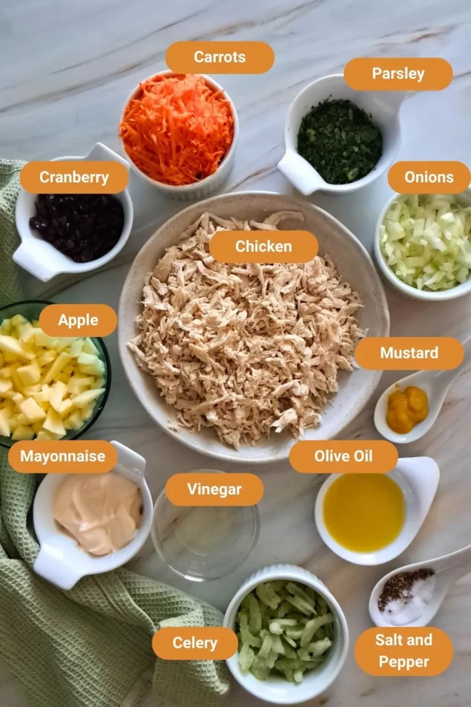 Easy and Fresh Chicken Salad with Cranberries and Apples 16 Chicken Salad With Cranberries Ingredients