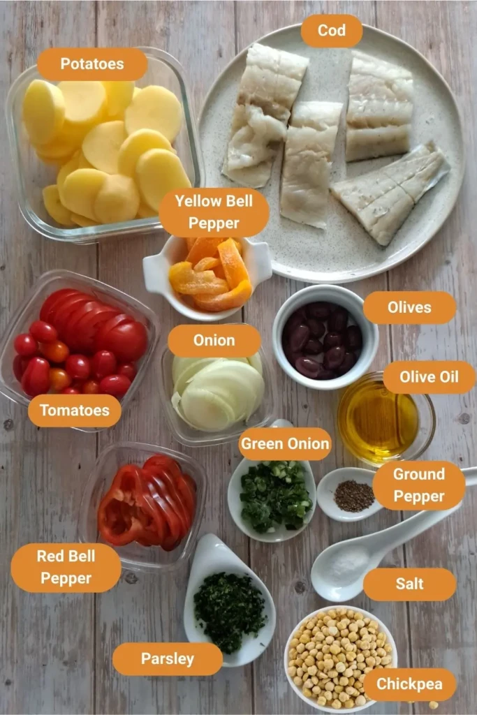 One-Pot Cod Fish Recipe with Potatoes Ingredients